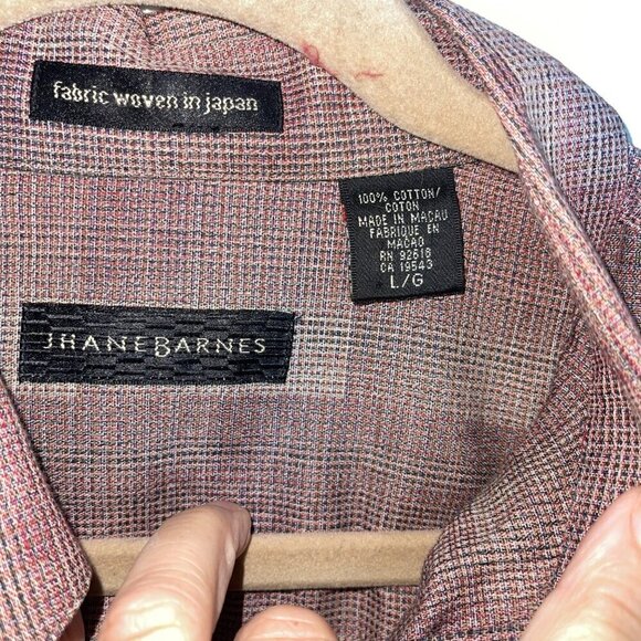 Jhane Barnes Vintage Mens Shirt Size Large Pink Woven Japanese Fabric Collared - Picture 3 of 8